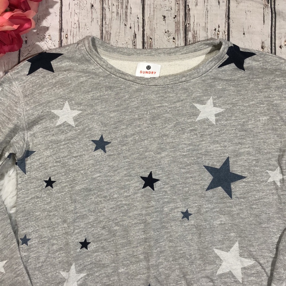 Sundry Stars Pattern Grey Pullover Sweatshirt - image 8